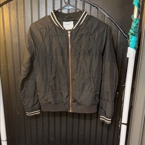 Old Navy Black Bomber Jacket with Striped Trim